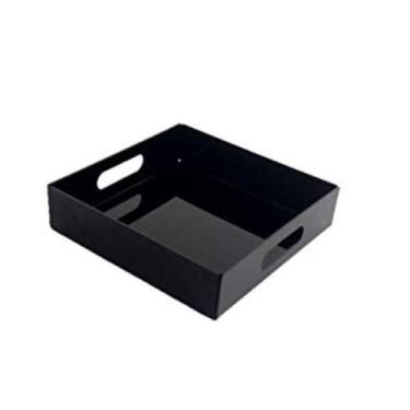 Imagem de Bandeja Acrílico Preto Cozinha Café Quadrada 25x25x5cm - AGV Criações