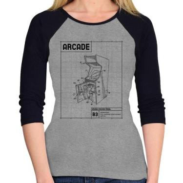 Imagem de Baby Look Raglan Arcade Fliperama Projeto Manga 3/4 - Foca na Moda, Ci