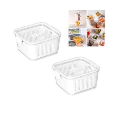 Imagem de Kit 2 Potes Herméticos organizadores de geladeira 1360ml PS Cristal Sl