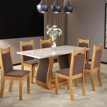 Imagem de Mesa de Jantar Retangular Anne 160x80cm com 6 Cadeiras Dalas - Viero