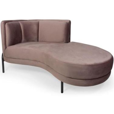 Imagem de Chaise Direito Sala de Estar Penélope Base Preto Veludo Rosê - Nexta C