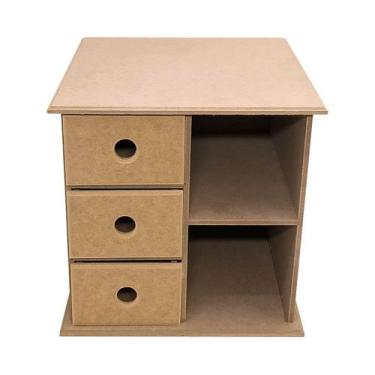 Imagem de Mini Cômoda 3 Gavetas e 2 Repartições 27x27x26 Mdf Madeira - ATACADÃO 