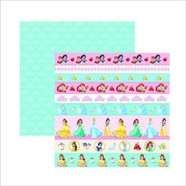 Imagem de Papel Scrap Festa Disney Princesas 2 Faixas Sdfd055 - Toke E Crie
