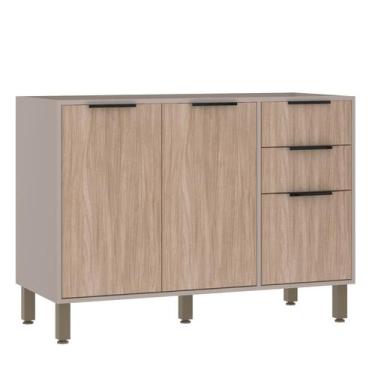 Imagem de Balcão de Pia sem Tampo 120 cm 2 Portas e 3 Gavetas Stylo Luciane Móve