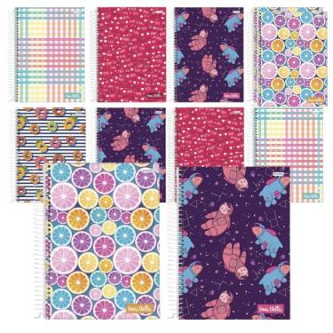 Imagem de Kit 10 Cadernos Jandaia Capa Dura Material Escolar Feminino Masculino,