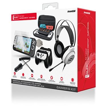 Imagem de dreamGEAR Kit Gamers Para Nintendo Switch Oled: Headset Para Jogos Com Fio Com Drivers De 50 Mm, (2) Protetores De Tela, Pegada Ergonômica, Estojo De Viagem Switch Oled, Pegas Joy-Con E Carregador D