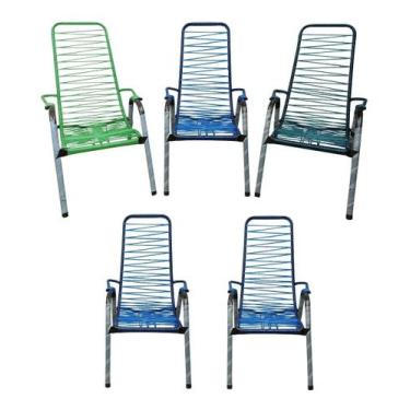 Imagem de Kit 05 Cadeiras De Área Fio Pvc Varanda - De A-Z Móveis, Azul