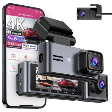 Imagem de Dash Cam OMBAR 5G WiFi GPS 3 canais 2K+1080P+1080P com 64 GB
