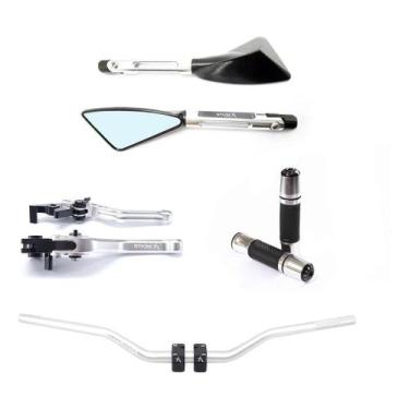 Imagem de Guidão Manopla Manete Retrovisor Tornado Falcon Bros - NoBrand, Prata