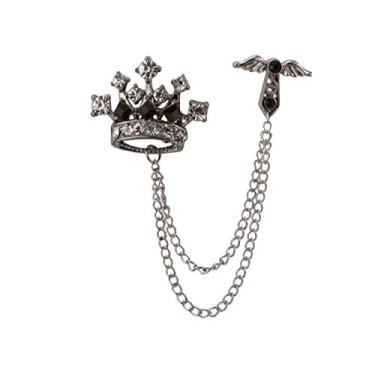 Imagem de Pino de lapela com borla em forma de asas de anjo da cavalaria, cruz preta e prata