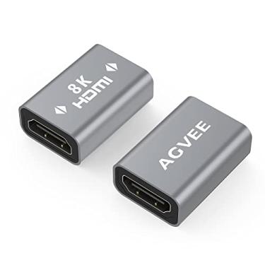 Imagem de AGVEE 2 Pack HDMI Coupler Female to Female, 8K@60HZ HDR HDMI 2.1 Adapter Extension Connetor, Backward Compatible with HDMI 2.0 1.4, Alloy Shell for HDTV Roku Stick, Switch, Xbox One, PS4, PC, Gray