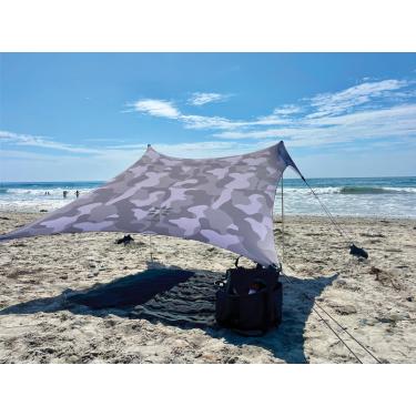 Imagem de Neso Tendas Tenda de Praia com Âncora de Areia, Dossel Portátil E Guarda-Sol - 7' X 7' - Cantos Reforçados Patenteados (Camuflagem Cinza)