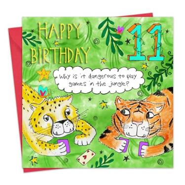 Imagem de Twizler Cartão de aniversário de 11 anos - Cartão de aniversário infantil de piada engraçada - Cartão de aniversário infantil de 11 anos para meninos ou meninas - Cartão de feliz aniversário infantil