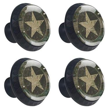 Imagem de LORVIES Puxador de gaveta de fundo militar puxador de cristal em forma de círculo puxadores de armário com parafusos para armário de escritório em casa (4 peças)