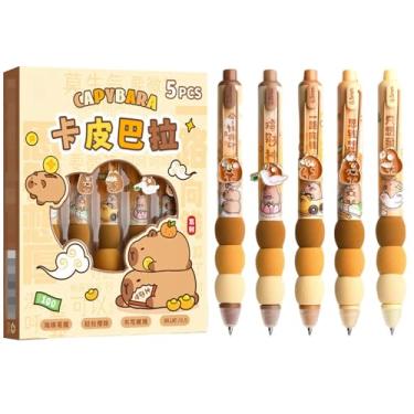 Imagem de Joucien 5 peças/caixa - caneta neutra prensa de secagem rápida de 0,5 mm, caneta neutra apagável com bainha de esponja - porquinho-da-índia (azul) - 0,5 mm