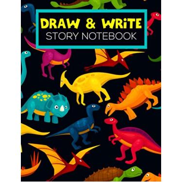 Imagem de Draw and Write Story Notebook: Dinosaur Theme | Dotted Midline and Picture Space | Grades K-2 School Exercise Book