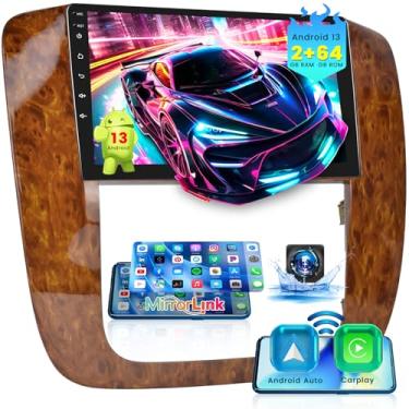 Imagem de 2 + 64 GB Android 13 estéreo para GMC Yukon Chevrolet Chevy Tahoe Suburban 2007-2012 com Apple Carplay Android Auto, tela sensível ao toque de 23 cm com GPS Mirror Link Bluetooth WiFi, microfone de