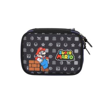 Imagem de Estojo Box 100 Pens Super Mario Juvenil Escolar Meninos,  Preto
