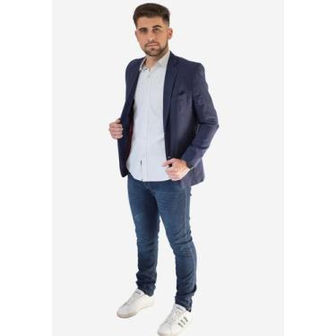 Imagem de Blazer Masculino Slim Linho Azul Marinho Jordhan, Azul marinho, 54