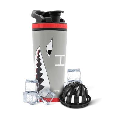 Imagem de IS ICESHAKER Ice Shaker 737 g Garrafa coqueteleira isolada de proteína, design Warthog Air Force A-10, garrafa de água agitadora de proteína de ginástica de aço inoxidável, como visto no Shark Tank