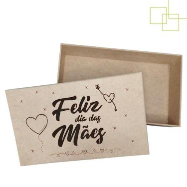 Imagem de Caixa Decorativa Embalagem Presente Dia das Mães em MDF Cru 25x15x5 - 