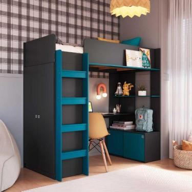 Imagem de Cama Infantil 196,2cm com Guarda Roupa Balcão e Escrivaninha - Complet