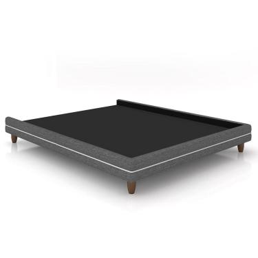 Imagem de Cama Queen Base Box 160cm Many P02 Linho Cinza - Mpozenato