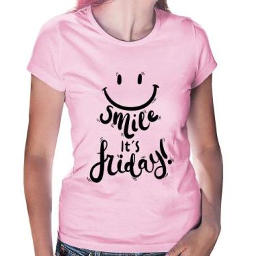Imagem de Baby Look Smile, It's Friday! - Foca na Moda, Rosa bebê, GG