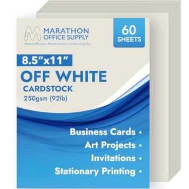 Imagem de Papel cartolina MOS Off White – Cartão pesado de 21,6 cm x 28 cm (60 folhas) – Para papel de artesanato, papel de currículo, cartões de visita, convites, menus e certificados – Acabamento liso,