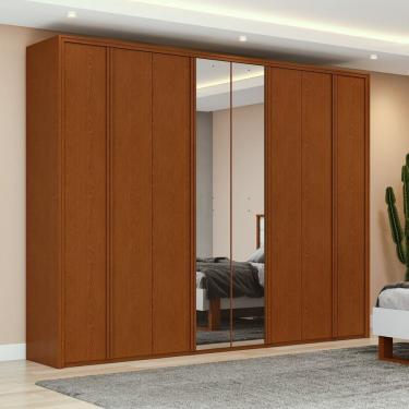 Imagem de Guarda-roupa 8 Portas 6 Gavetas 100% Mdf com Espelho Ergon Marrom