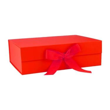 Imagem de Caixa de Papel Rígido Retangular Vermelho com Imã e Fita - 1 unidade -