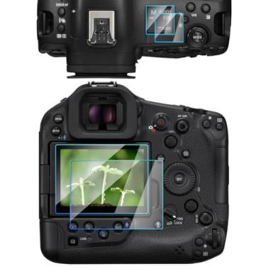 Imagem de ADQQUI R1 Top + protetor de tela compatível com câmera sem espelho Canon EOS R1 (pacote com 2 + 2), vidro temperado antiarranhões