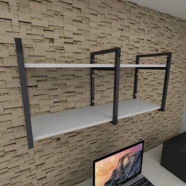 Imagem de Prateleira industrial para escritório aço cor preto prateleiras 30cm c