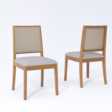 Imagem de Jogo com 2 Cadeiras de Jantar Buriti Madeira/ Cinza