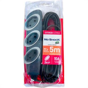Imagem de Extensao Daneva No Shock 3 Tomadas 45º Pp 2 Polos 0,75Mm Grafite - 5M 