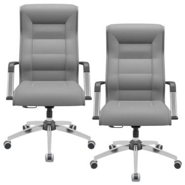 Imagem de Kit 02 Cadeiras De Escritório Giratória Presidente Base Cromada Kirk P