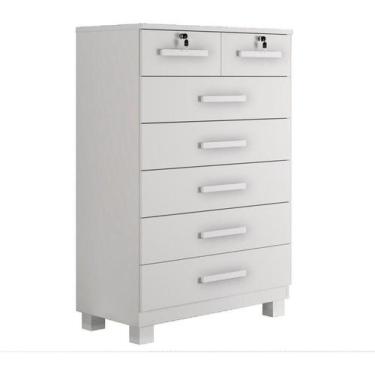 Imagem de Cômoda New Barcelona 7 Gavetas Com Chave Branco - Benetil