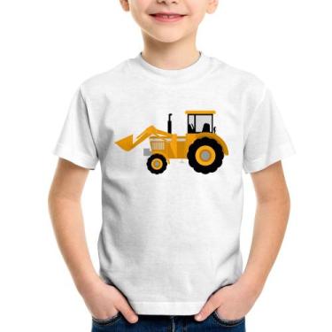 Imagem de Camiseta Infantil Trator Pá Carregadeira Amarelo - Foca na Moda, Branc