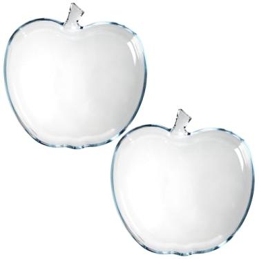 Imagem de VIPHIEC Pratos de salada em forma de maçã de 22 cm, pratos de aperitivo de vidro temperado transparente, conjunto de 2