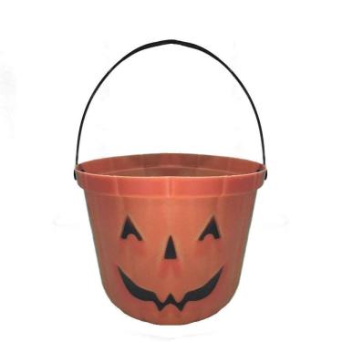 Imagem de Balde Halloween Abóbora Laranja Com Alça 18cm X 14cm