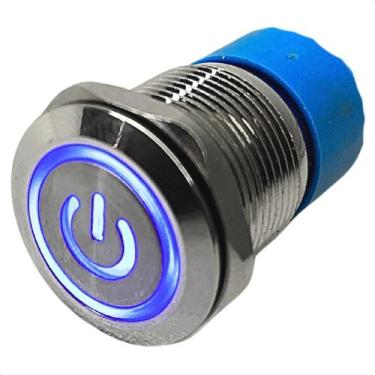 Imagem de Botão Led Inox 12V 19MM 3A Liga Desliga Onn Off Power Start com Trava 