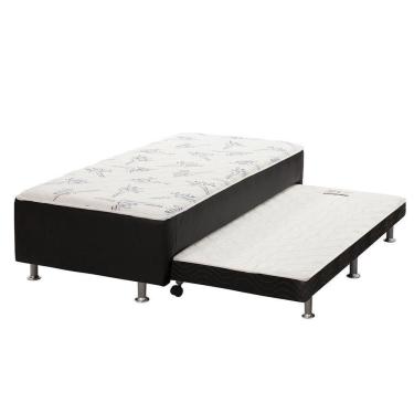 Imagem de Conjugado com Cama Auxiliar Ortobom Solteiro Corino Preto 88x188x37