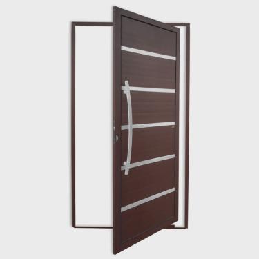 Imagem de Porta Pivotante Lambril Premium com Puxador Lado Esquerdo Super Marrom Corten 100 Brimak