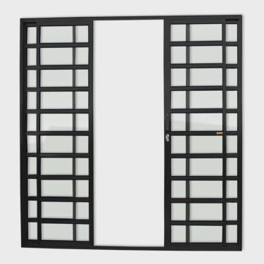 Imagem de Porta de Correr com Travessas 4 Folhas Super Vidro Liso 210cm x 200cm Brimak