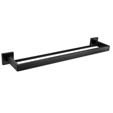 Imagem de Conjunto de acessórios para banheiro preto fosco, suporte para escova de vaso sanitário, suporte para papel higiênico, barra de toalha, cabide, gancho, saboneteira, barra dupla para toalhas 400, C