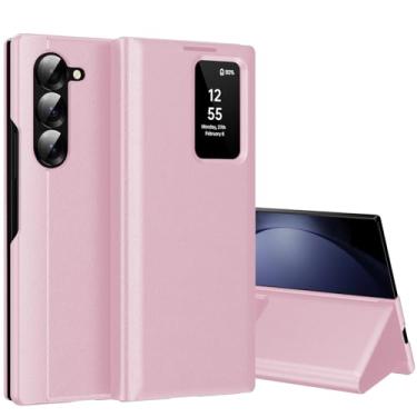 Imagem de Capa para Samsung Galaxy Z Fold 5 com tela pequena inteligente, capa carteira S-View, para Samsung Fold 5, capa de janela inteligente, capa protetora de couro flip inteligente para Samsung Z Fold5