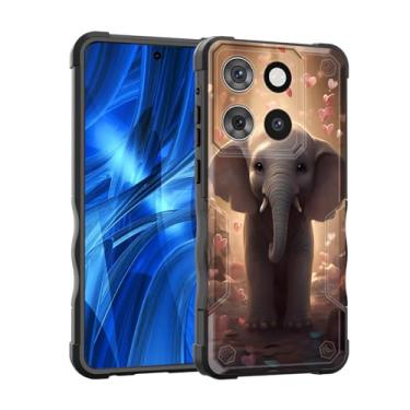 Imagem de EFGWSDER Capa para Moto G Stylus 5G 2025, [camada dupla] [proteção contra quedas de grau militar] Capa resistente à prova de choque para Motorola Moto G Stylus 5G 2025, elefante fofo com corações