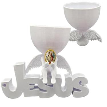 Imagem de Anjinho da Guarda Santa Cecilia Jesus 3d Decoração Vaso - Point da Fe