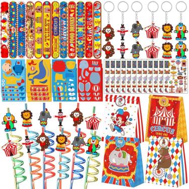 Imagem de Conjunto de lembrancinhas com tema de circo, 72 unidades para crianças, festa de carnaval