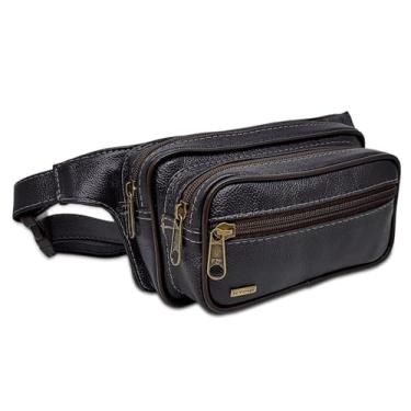 Imagem de Pochete Feita De Couro Legítimo Espaçosa Resistente Unissex Cor:Azul Petróleo